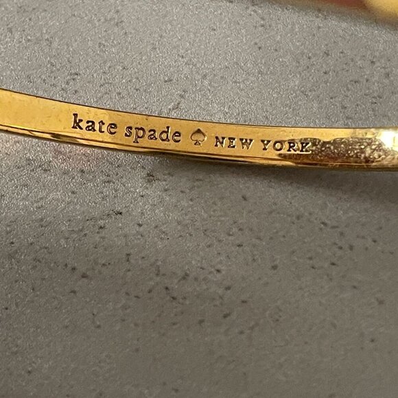 Kate Spade Three Cheers Earn Your Stripes Enamel Idiom Bangle Bracelet 2.75"D - Picture 5 of 5